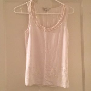 White Tank Top with Ribbed Collar